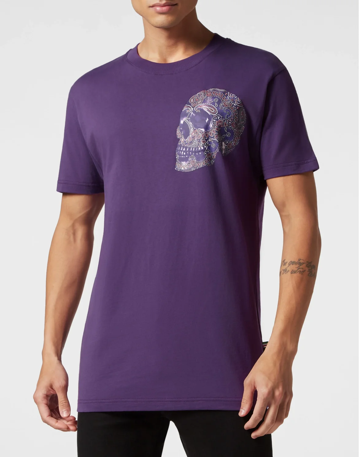 T-shirt Round Neck SS Paisley Skull, цвет: Фиолетовый