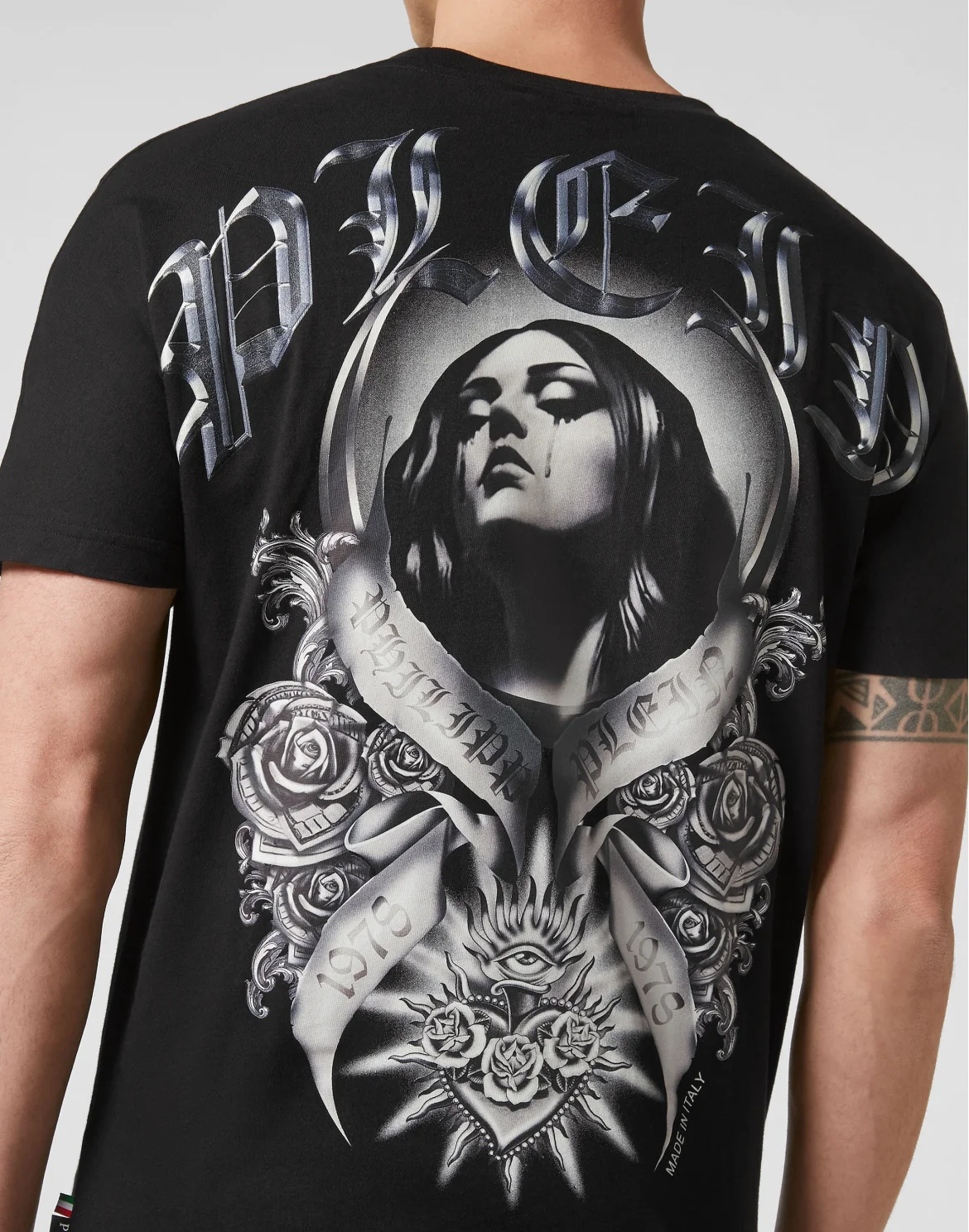 T-shirt Round Neck SS Graphic Plein, цвет: Черный