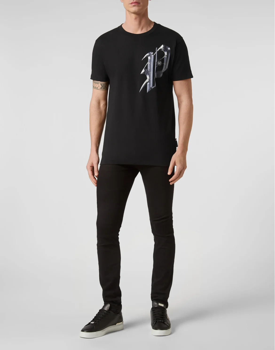 T-shirt Round Neck SS Graphic Plein, цвет: Черный