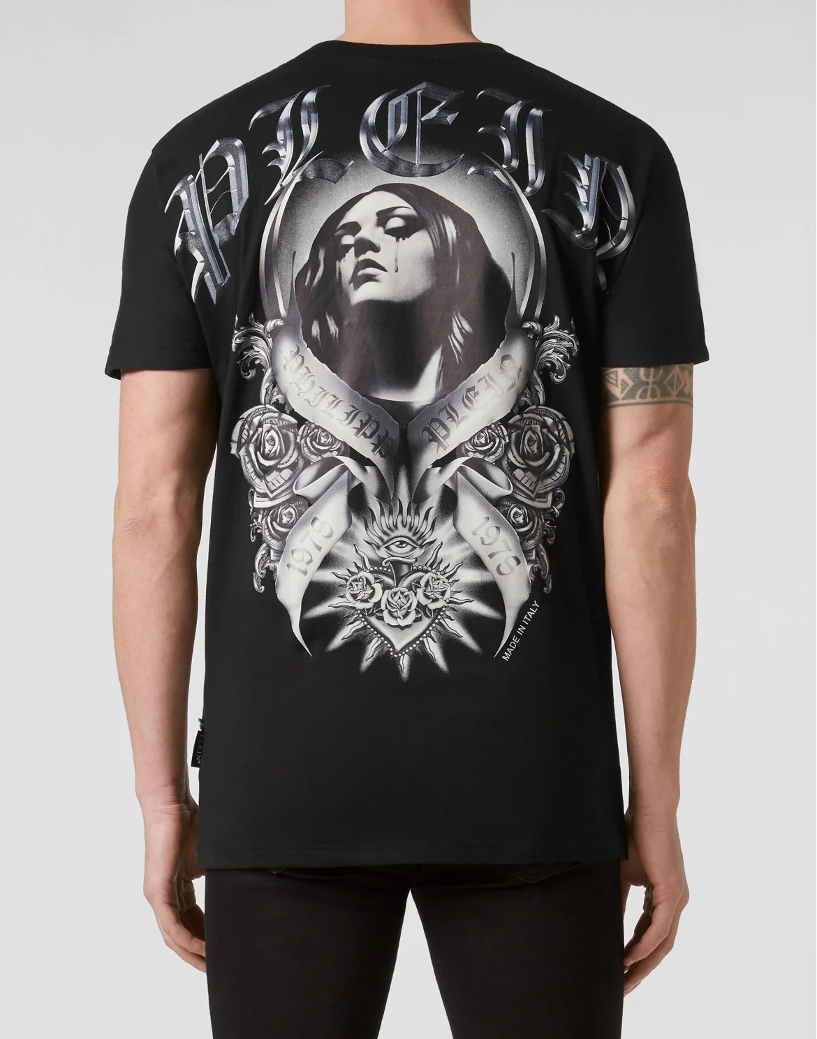 T-shirt Round Neck SS Graphic Plein, цвет: Черный