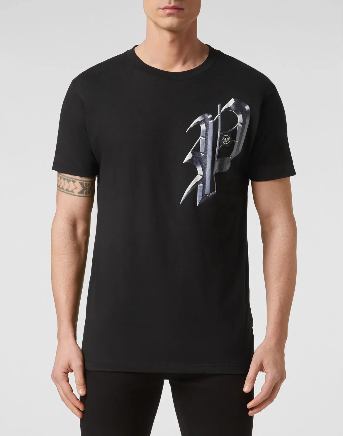 T-shirt Round Neck SS Graphic Plein, цвет: Черный