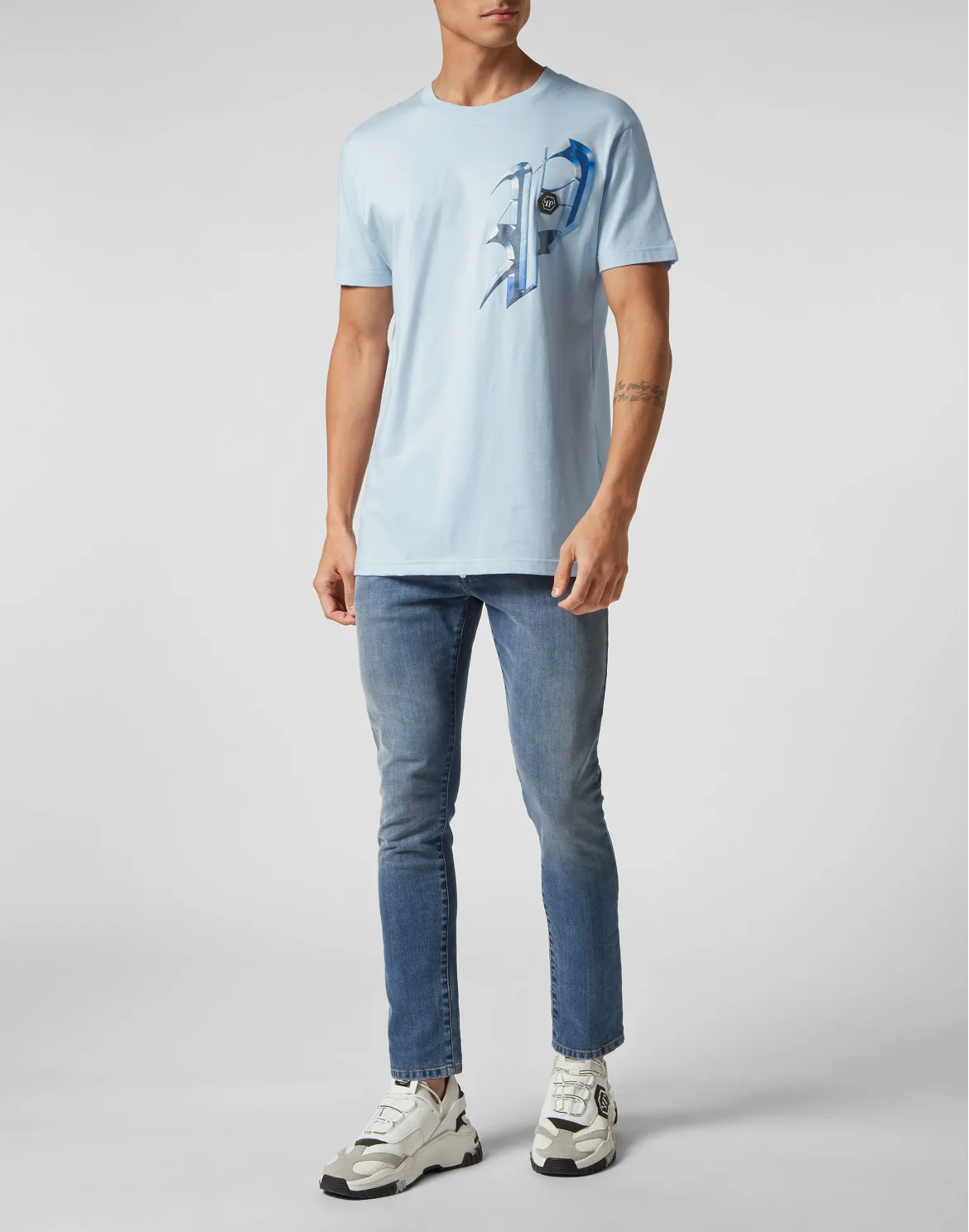 T-shirt Round Neck SS Graphic Plein, цвет: Голубой