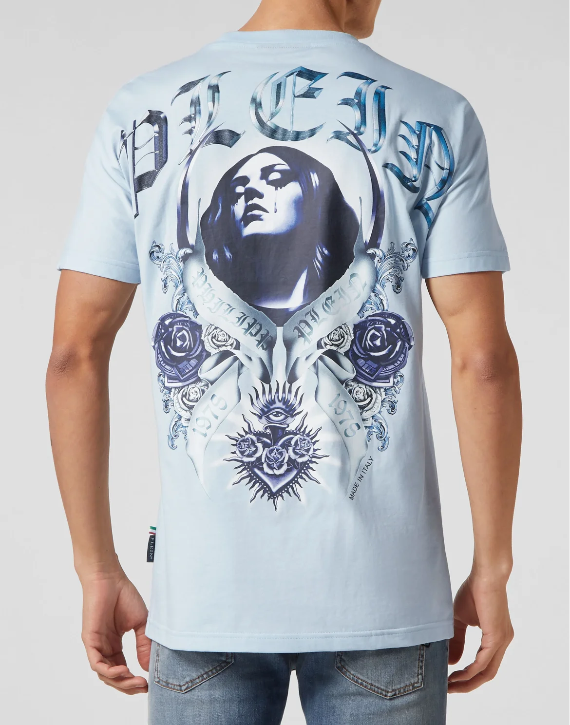T-shirt Round Neck SS Graphic Plein, цвет: Голубой