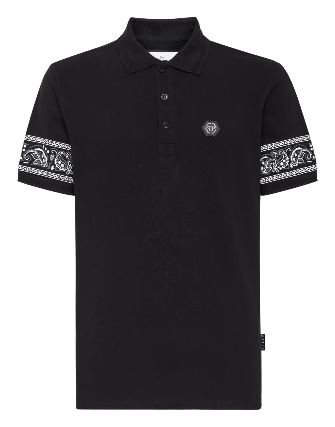 Slim Fit Piquet Polo Shirt SS Paisley Bandana, цвет: Черный