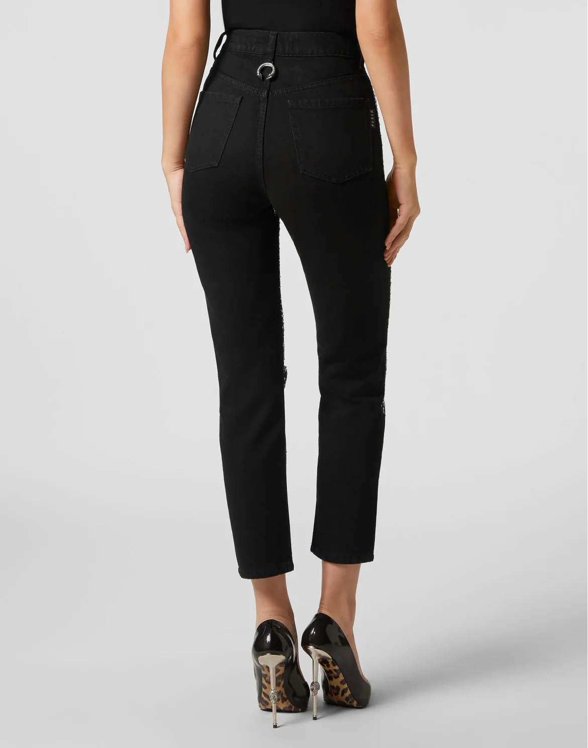 Denim Trousers Boyfriend Fit Crystal, цвет: Черный