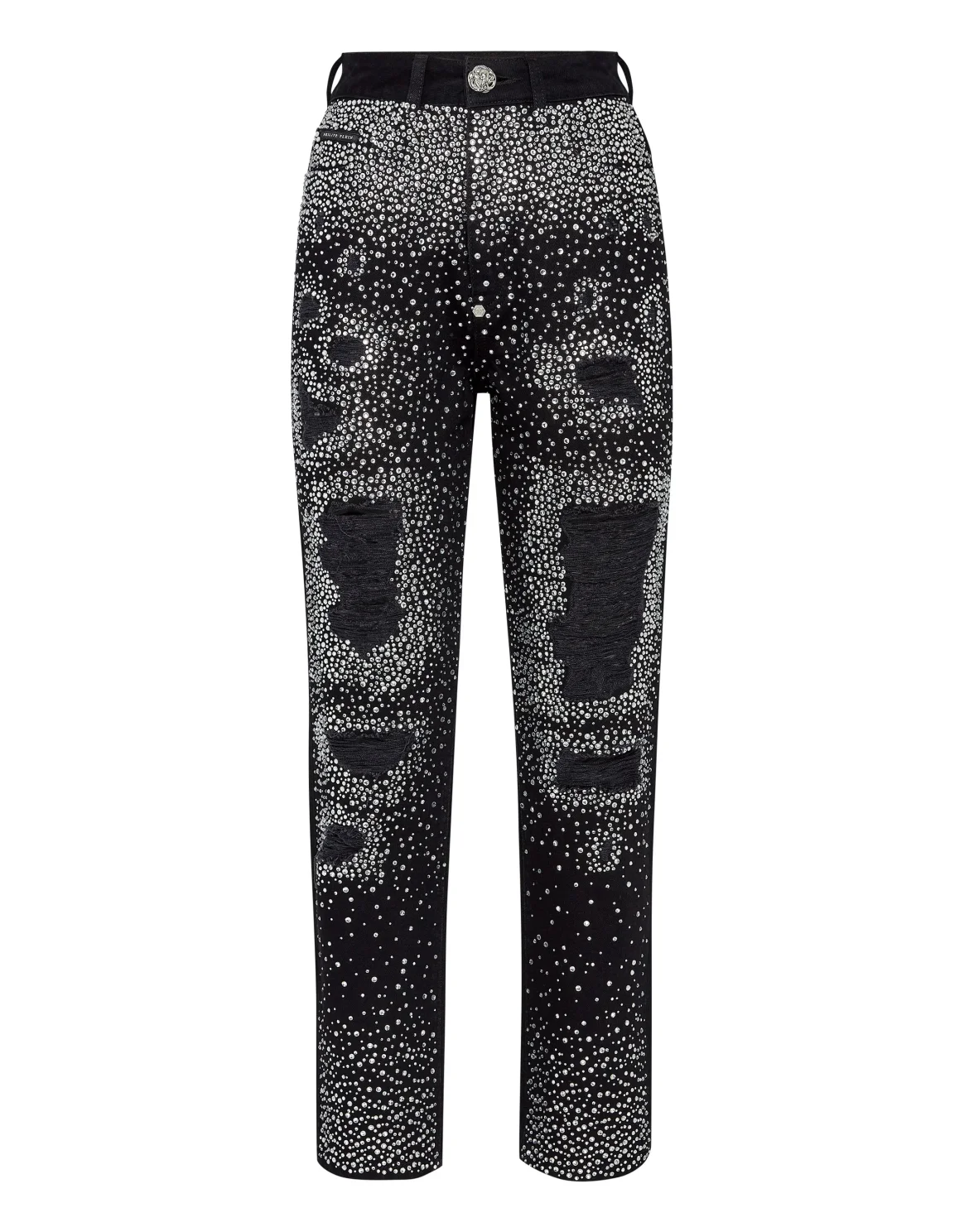 Denim Trousers Boyfriend Fit Crystal, цвет: Черный