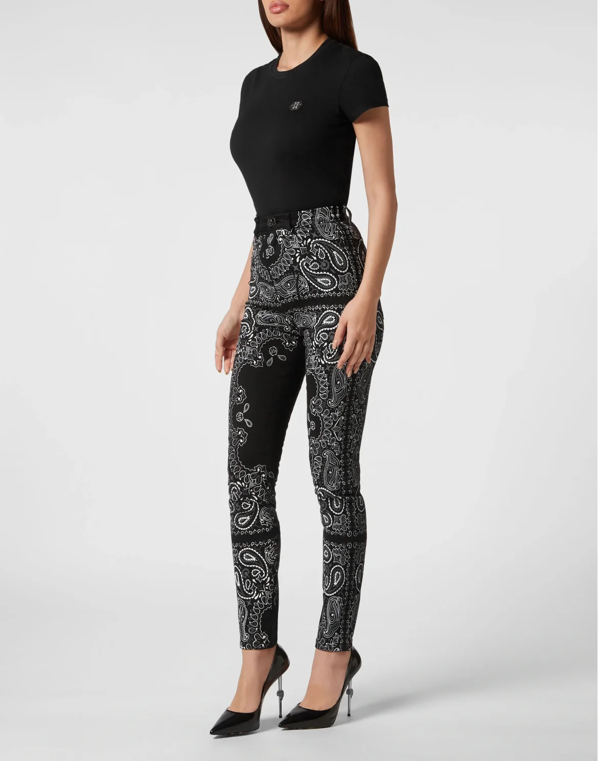 Denim Super High Waist Jegging Paisley Bandana, цвет: Черный