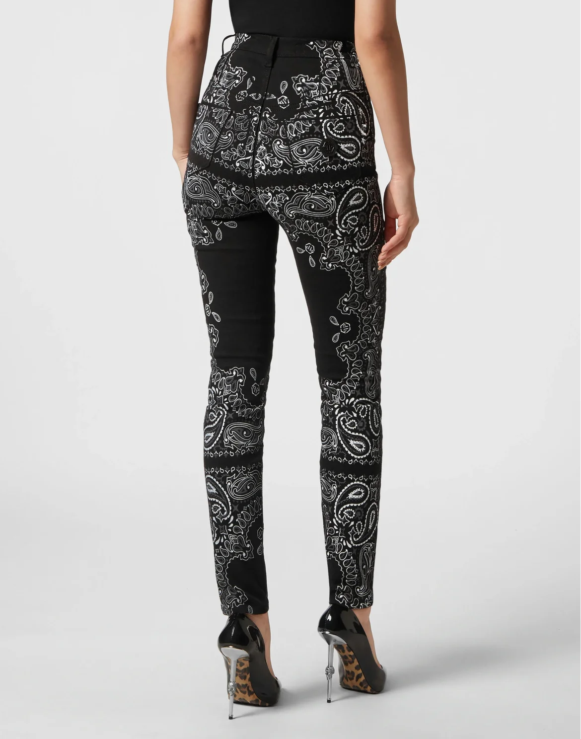 Denim Super High Waist Jegging Paisley Bandana, цвет: Черный