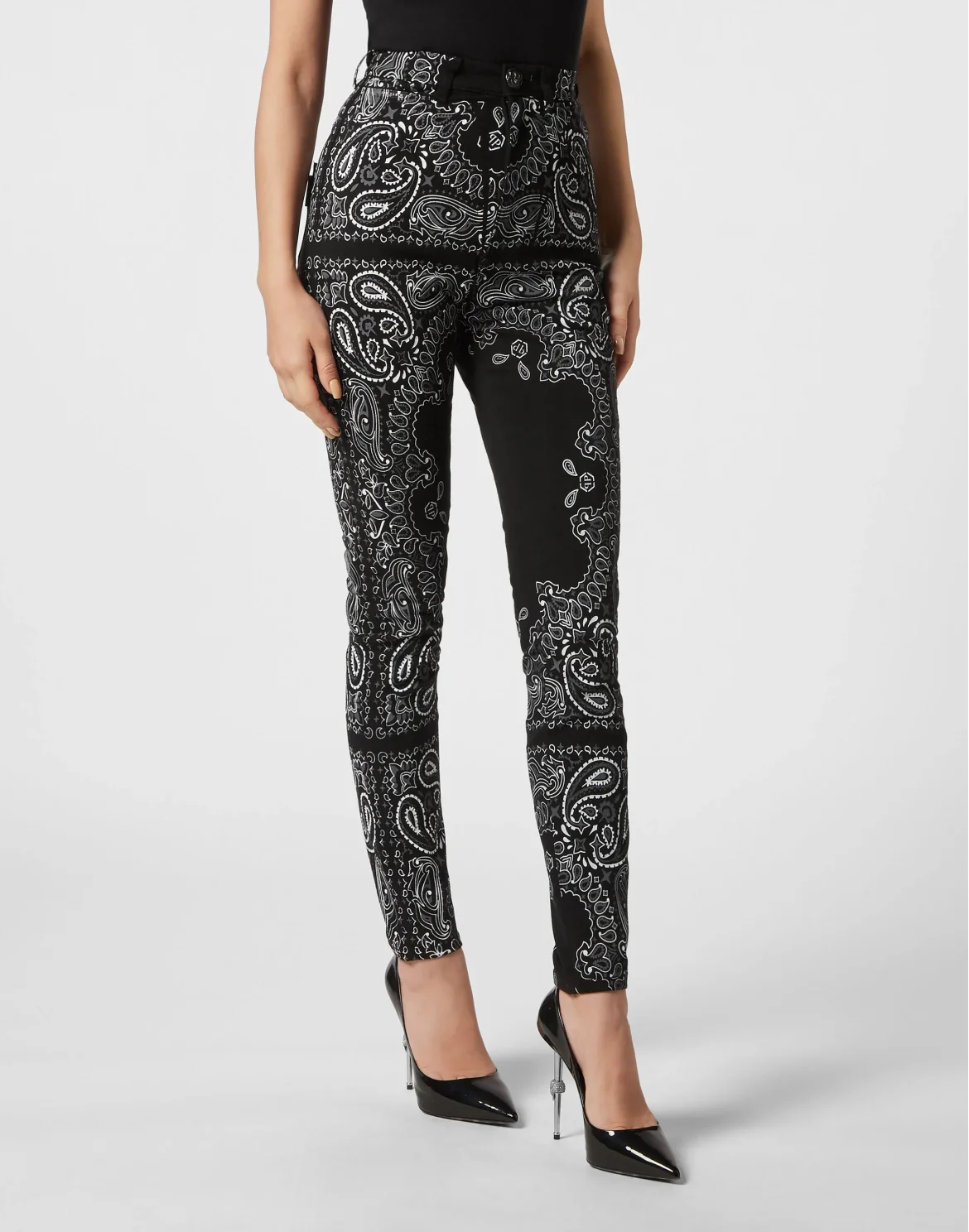 Denim Super High Waist Jegging Paisley Bandana, цвет: Черный