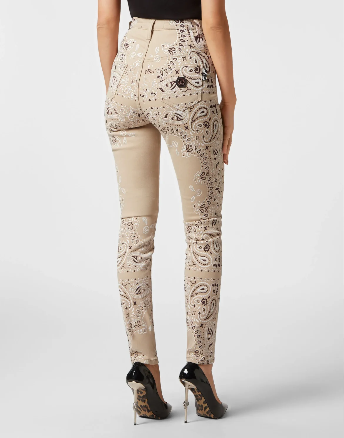 Denim Super High Waist Jegging Paisley Bandana, цвет: Бежевый
