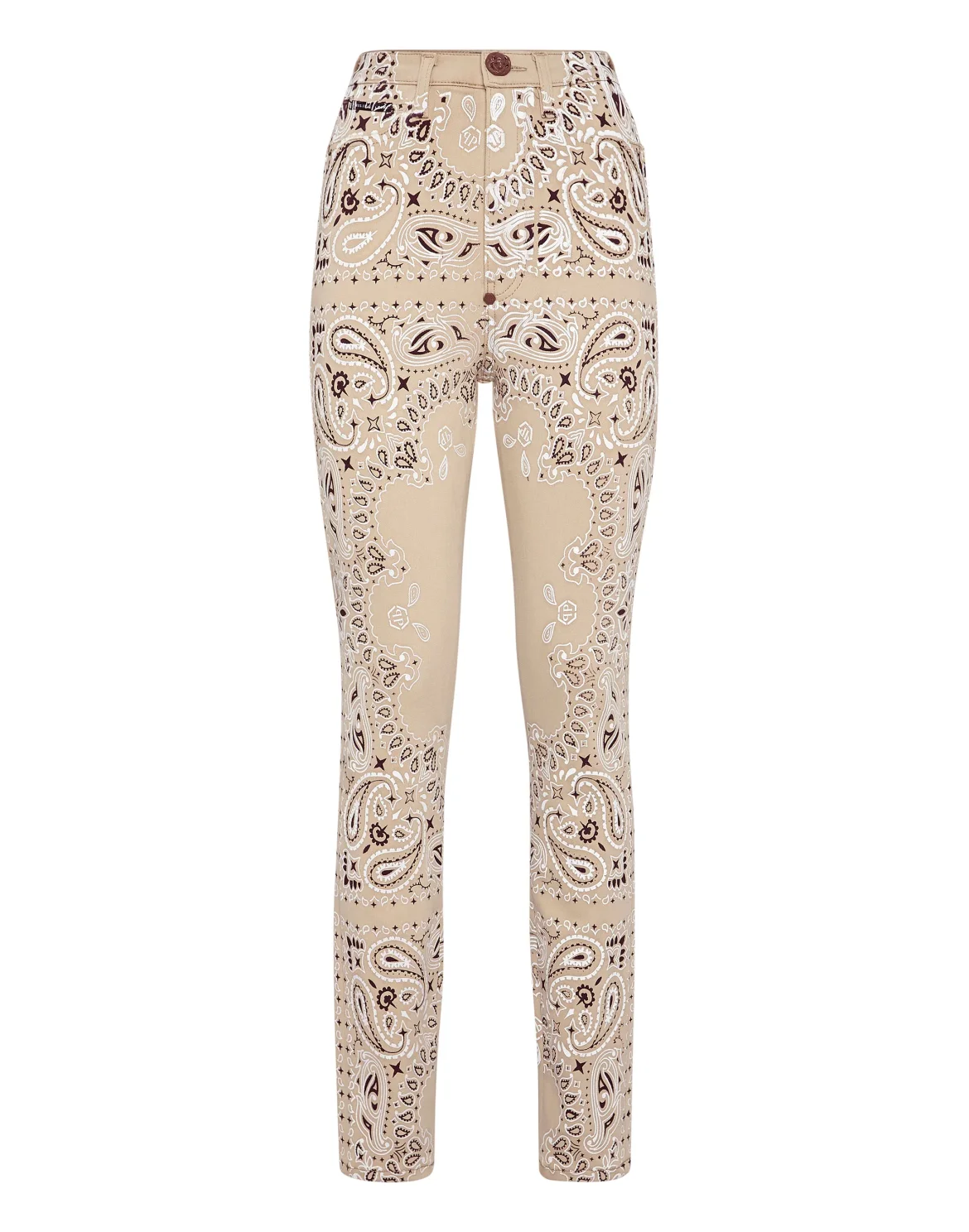 Denim Super High Waist Jegging Paisley Bandana, цвет: Бежевый