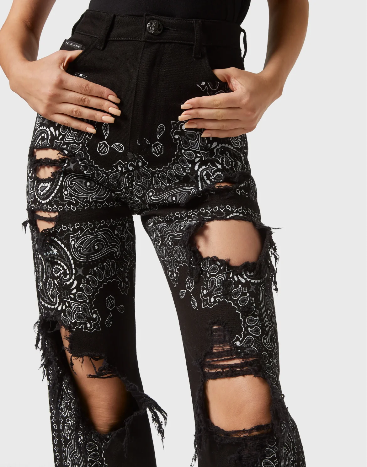 Denim Trousers Palace Fit Paisley Skull, цвет: Черный