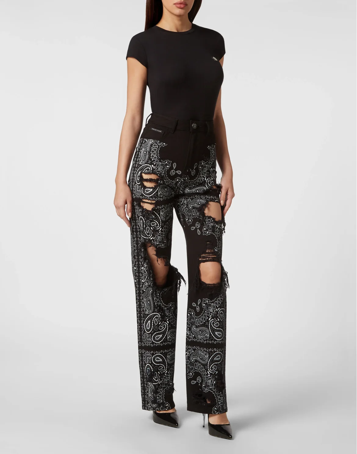 Denim Trousers Palace Fit Paisley Skull, цвет: Черный