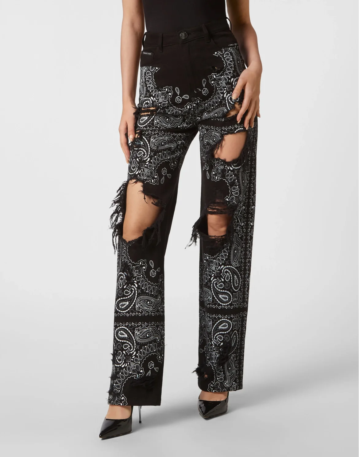 Denim Trousers Palace Fit Paisley Skull, цвет: Черный