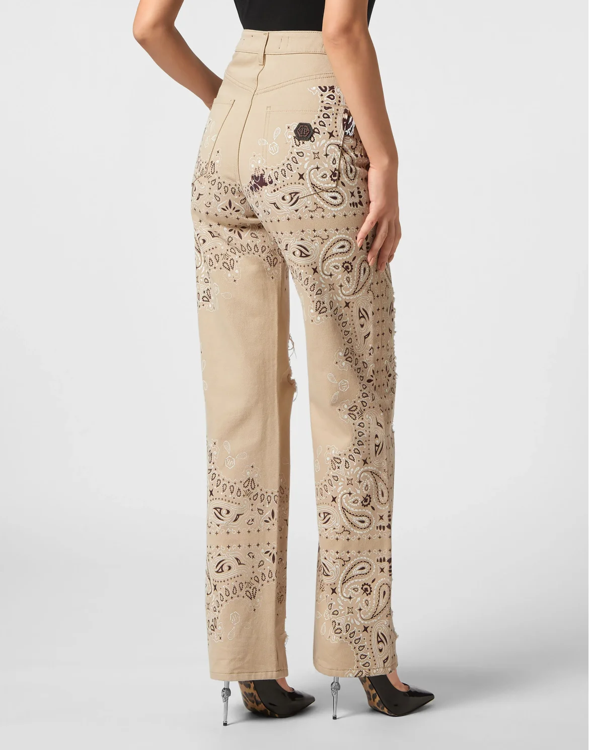 Denim Trousers Palace Fit Paisley Skull, цвет: Бежевый