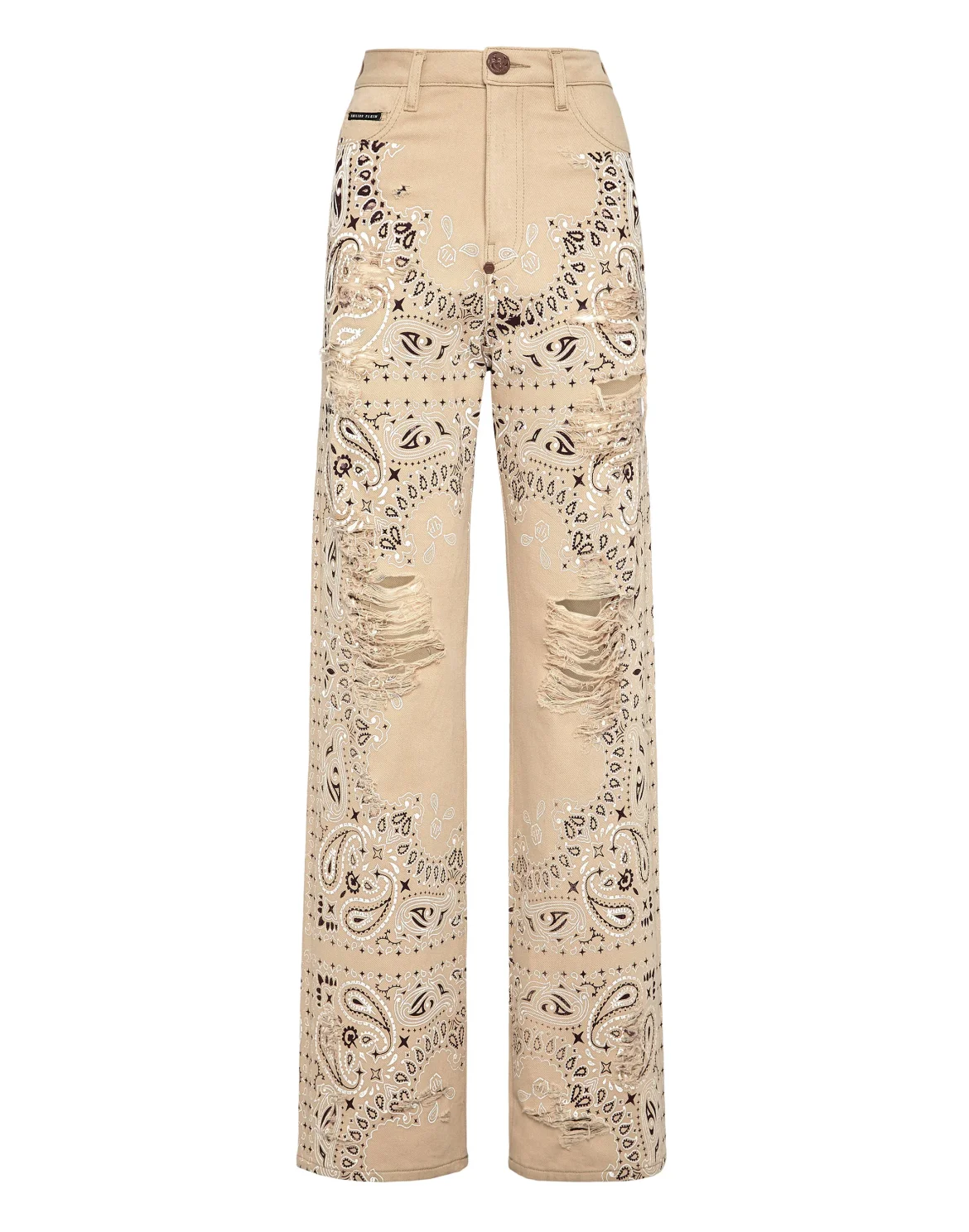 Denim Trousers Palace Fit Paisley Skull, цвет: Бежевый