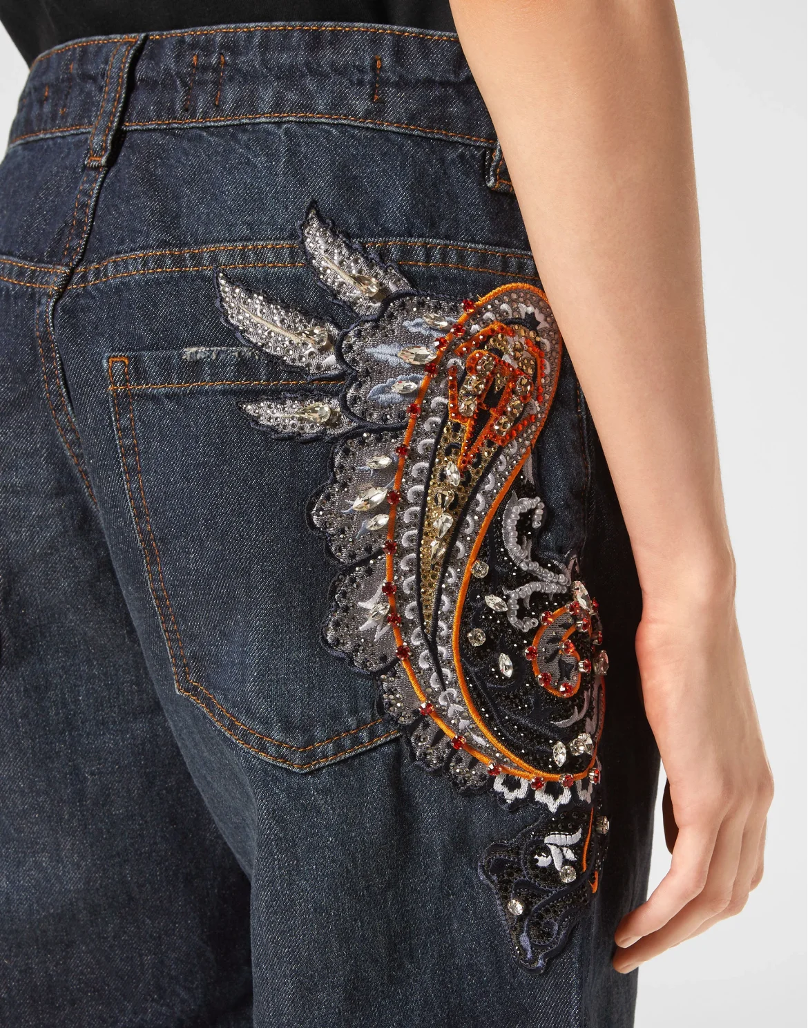 Denim Trousers Mom Fit Paisley, цвет: Синий