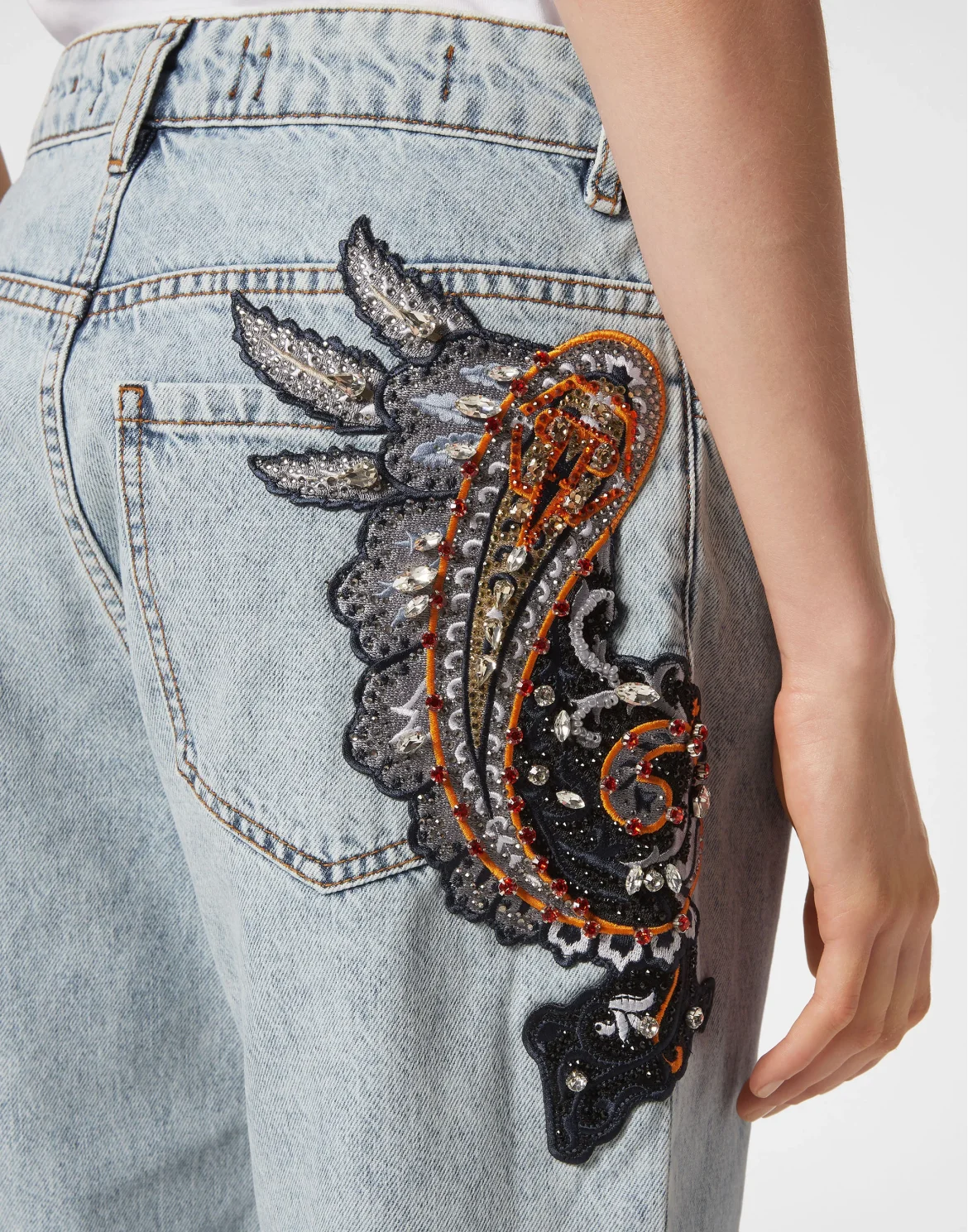 Denim Trousers Mom Fit Paisley, цвет: Голубой