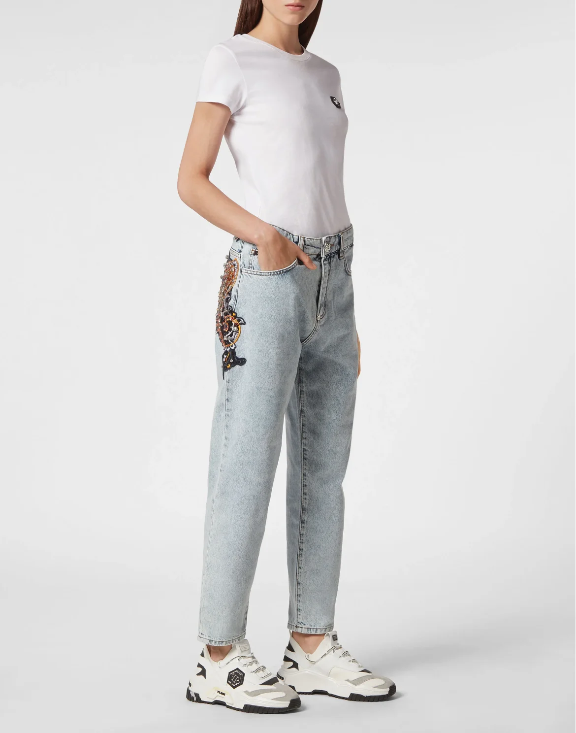 Denim Trousers Mom Fit Paisley, цвет: Голубой