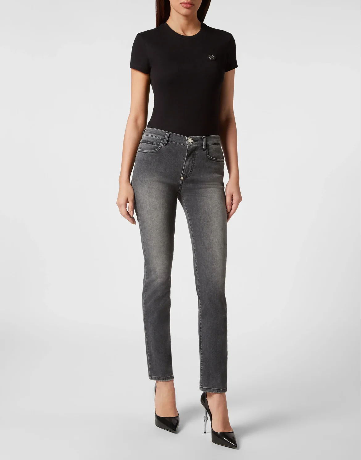 Denim Trousers Regular Fit, цвет: Серый