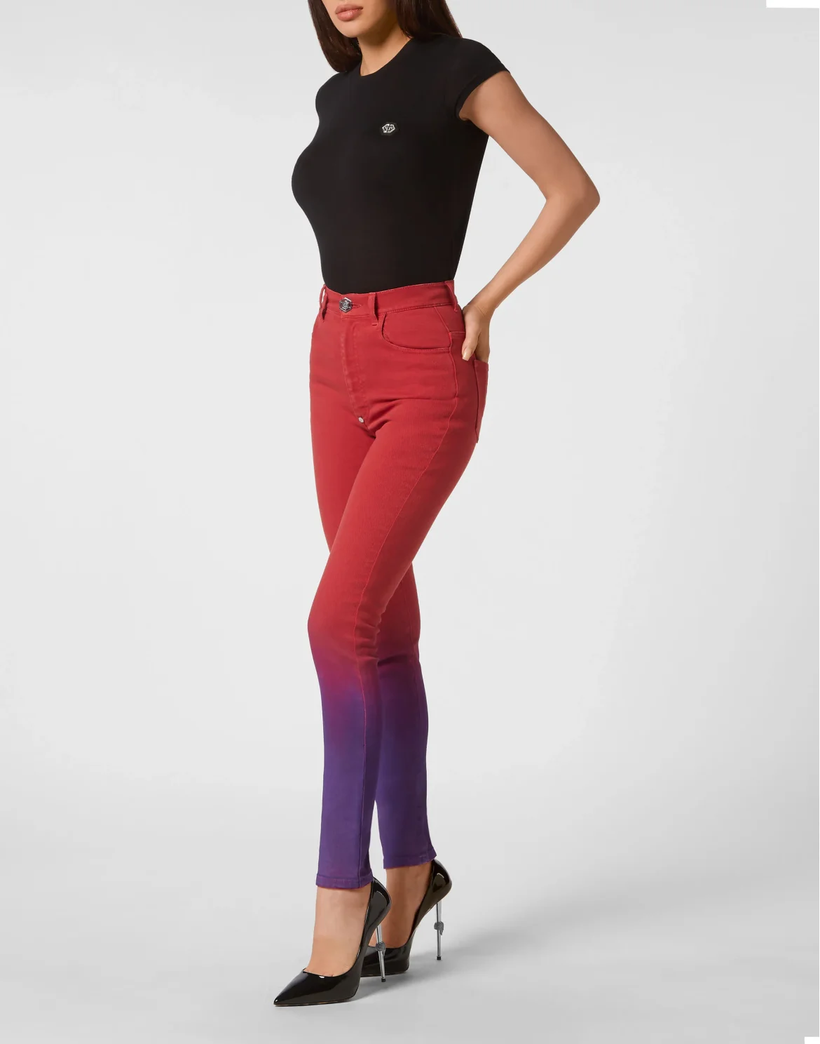 Denim Trousers Super High Waist Jegging, цвет: Фиолетовый