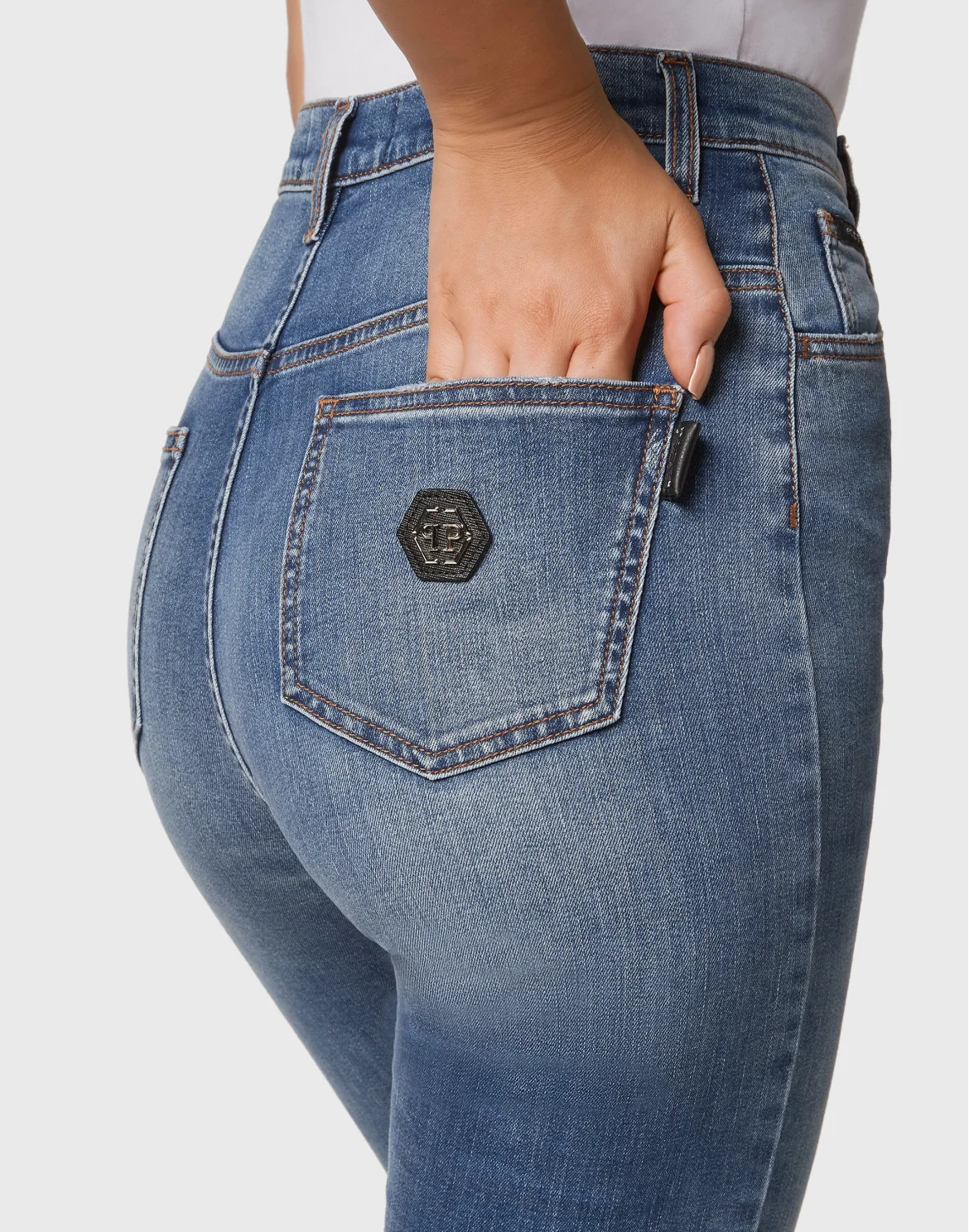 Denim Trousers Super High Waist Jegging, цвет: Синий