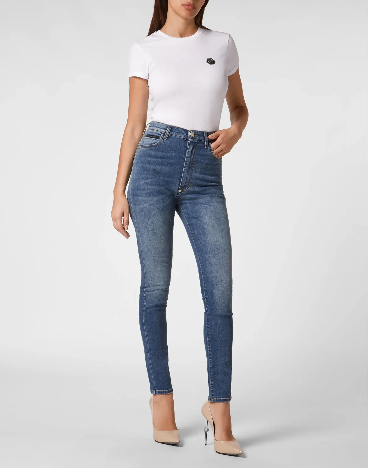 Denim Trousers Super High Waist Jegging, цвет: Синий