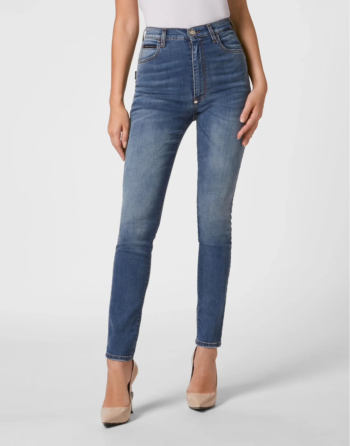 Denim Trousers Super High Waist Jegging, цвет: Синий