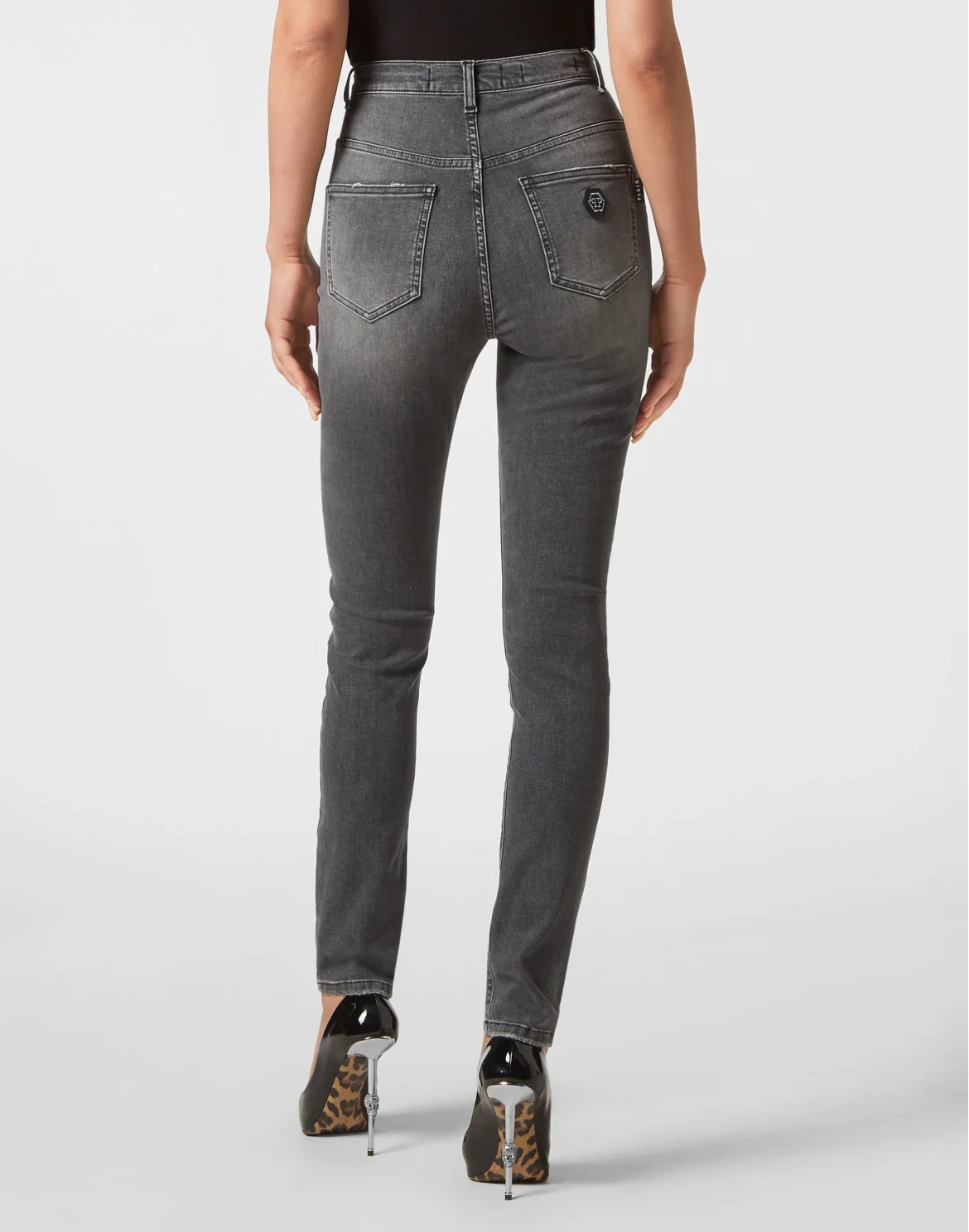 Denim Trousers Super High Waist Jegging, цвет: Серый