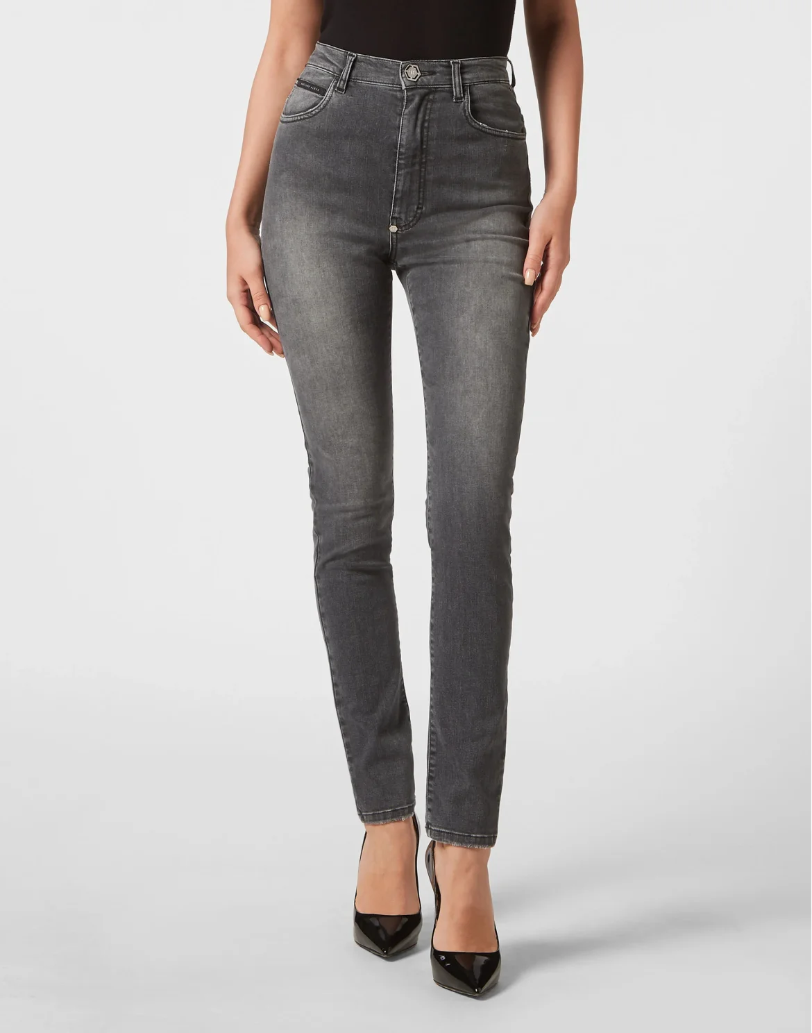Denim Trousers Super High Waist Jegging, цвет: Серый