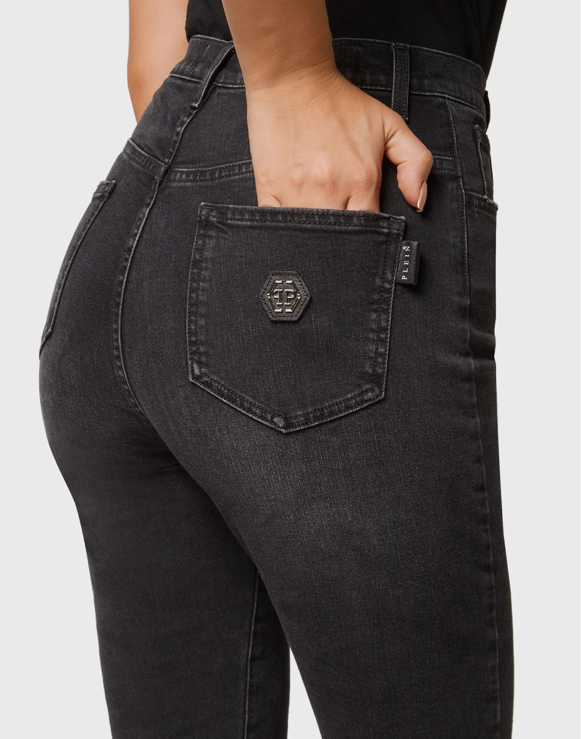 Denim Trousers Super High Waist Jegging, цвет: Черный