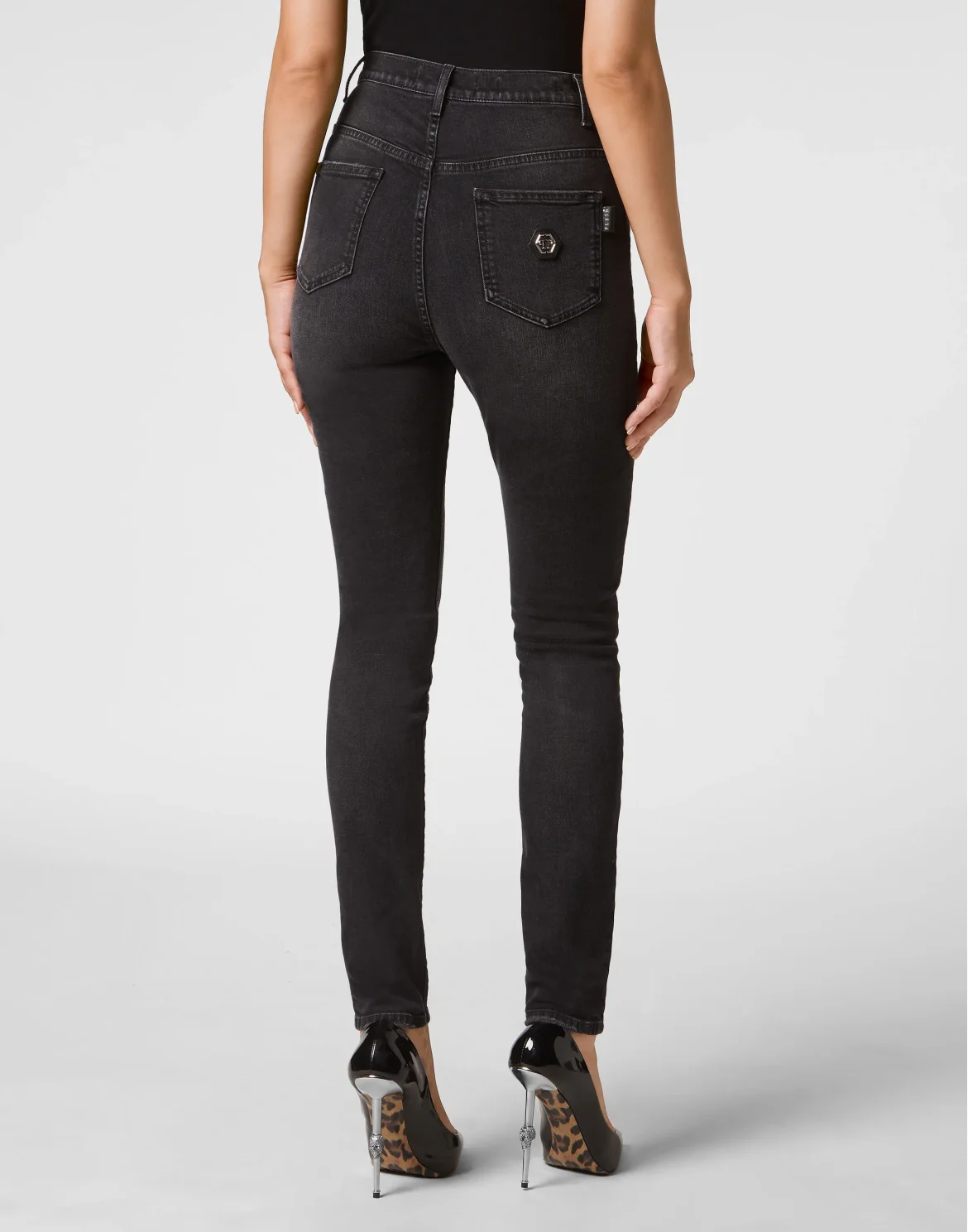 Denim Trousers Super High Waist Jegging, цвет: Черный