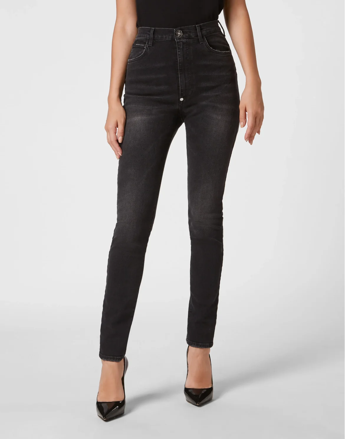 Denim Trousers Super High Waist Jegging, цвет: Черный