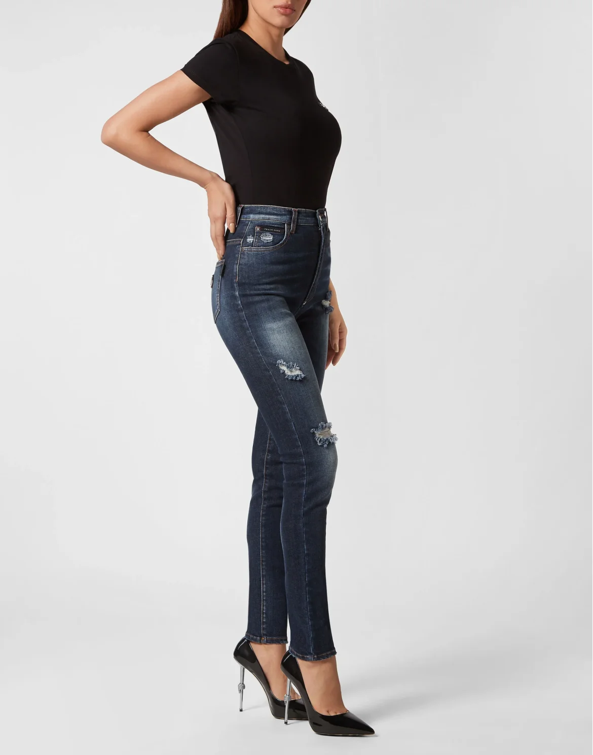 Denim Trousers Super High Waist Jegging, цвет: Синий