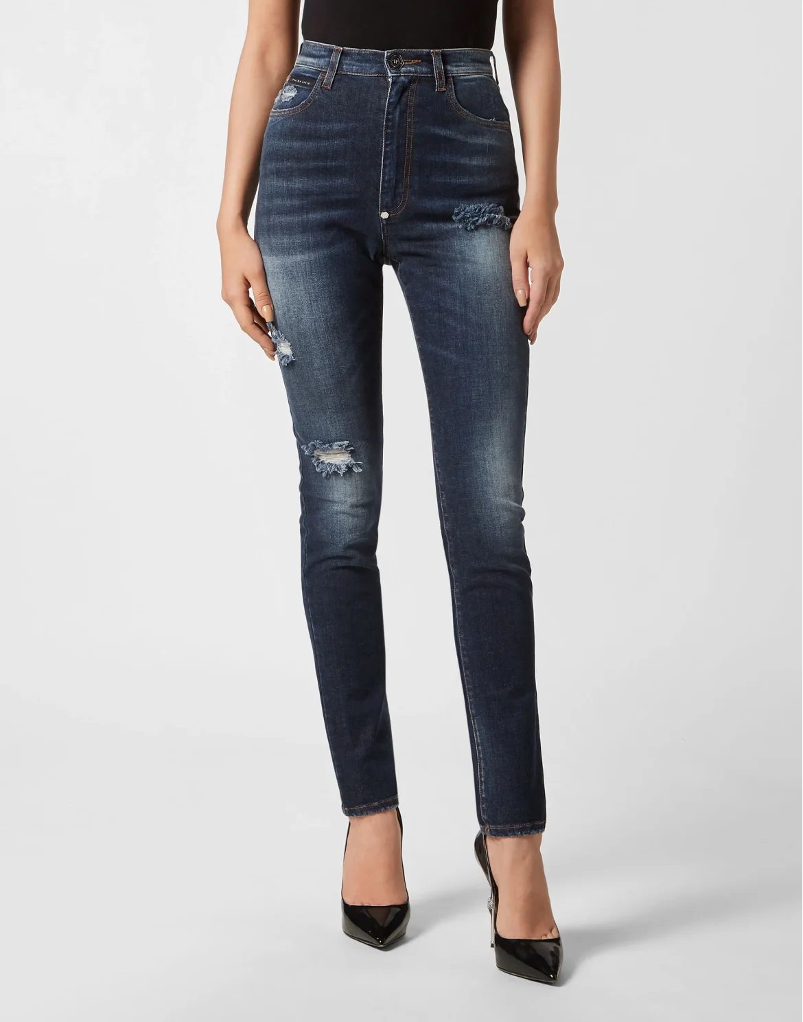 Denim Trousers Super High Waist Jegging, цвет: Синий
