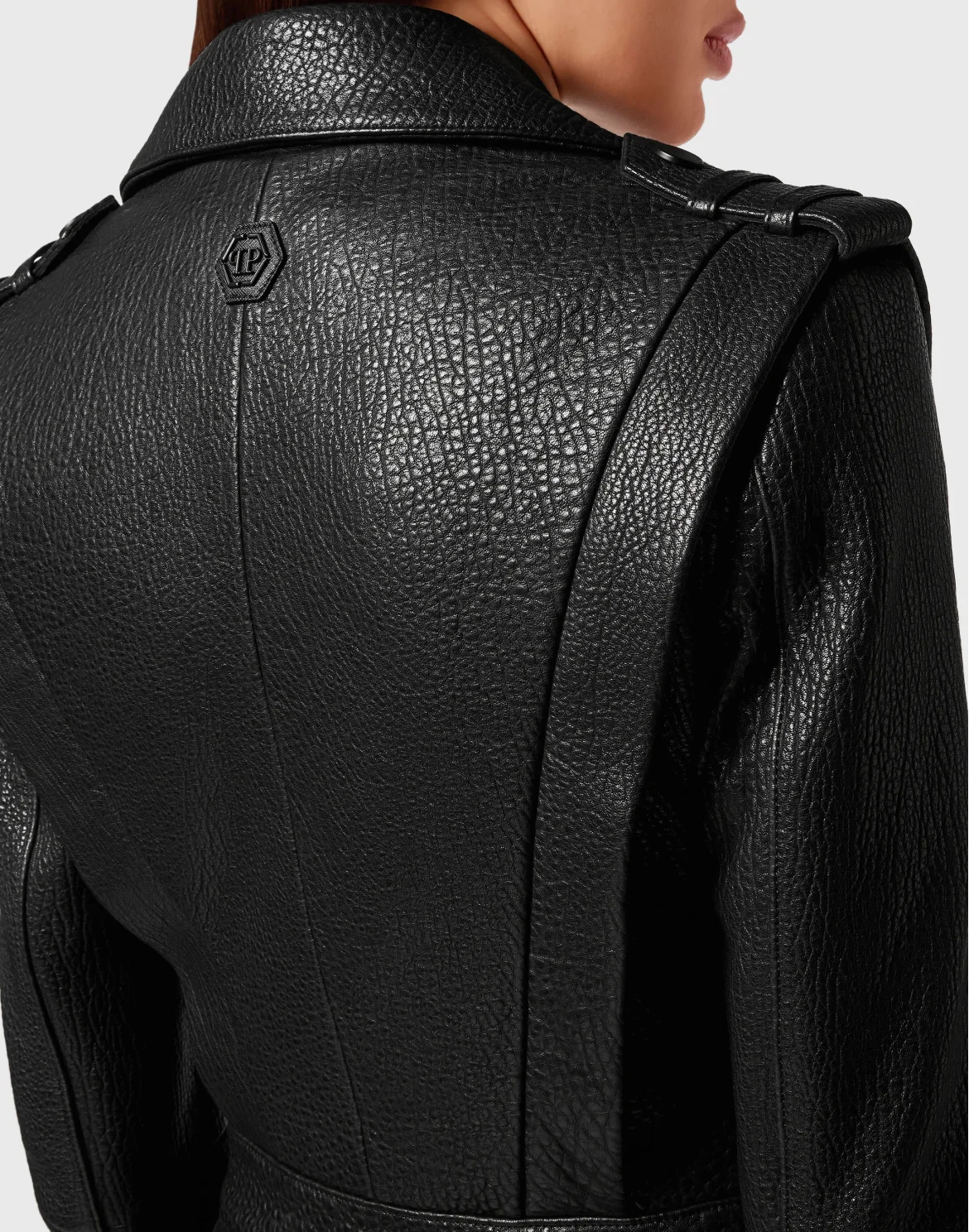 Leather Cropped Jacket, цвет: Черный