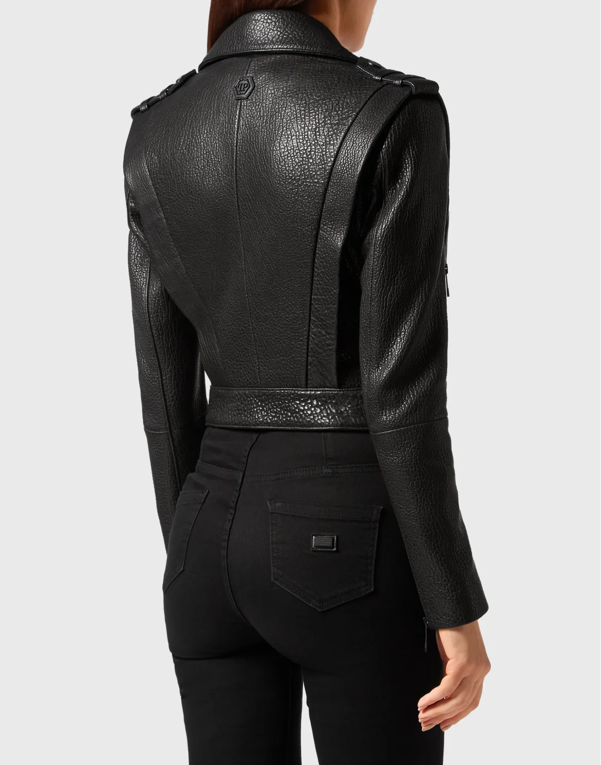 Leather Cropped Jacket, цвет: Черный