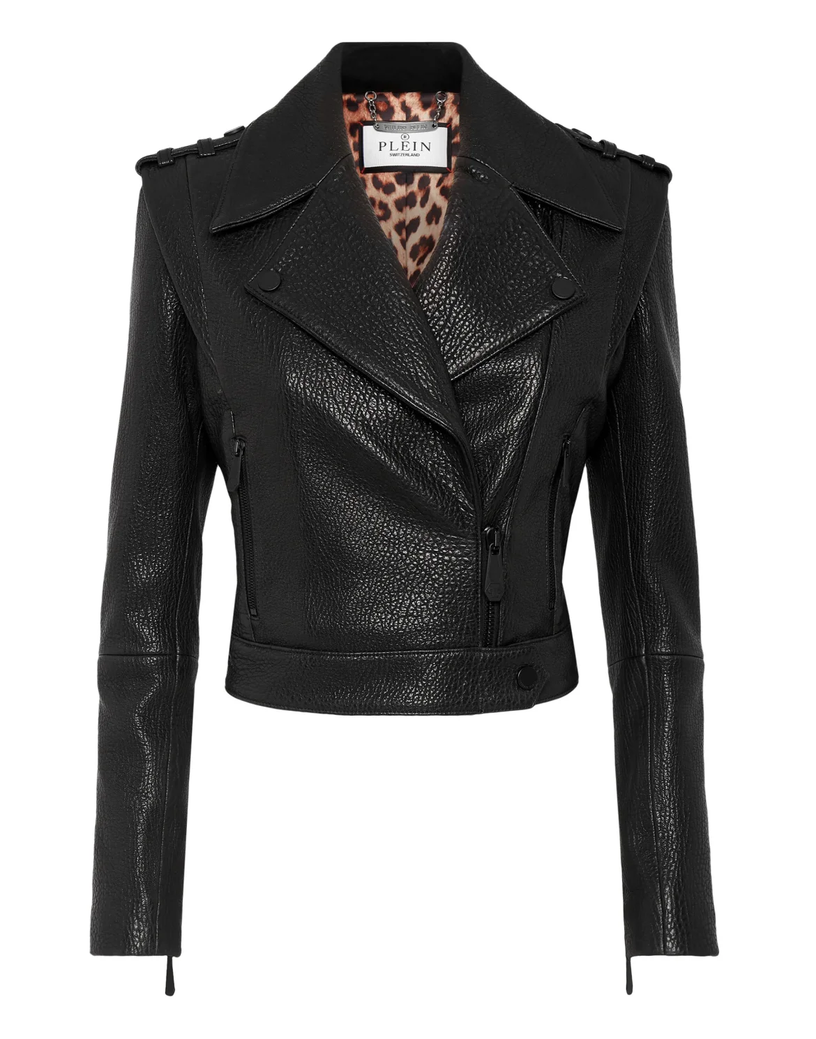 Leather Cropped Jacket, цвет: Черный
