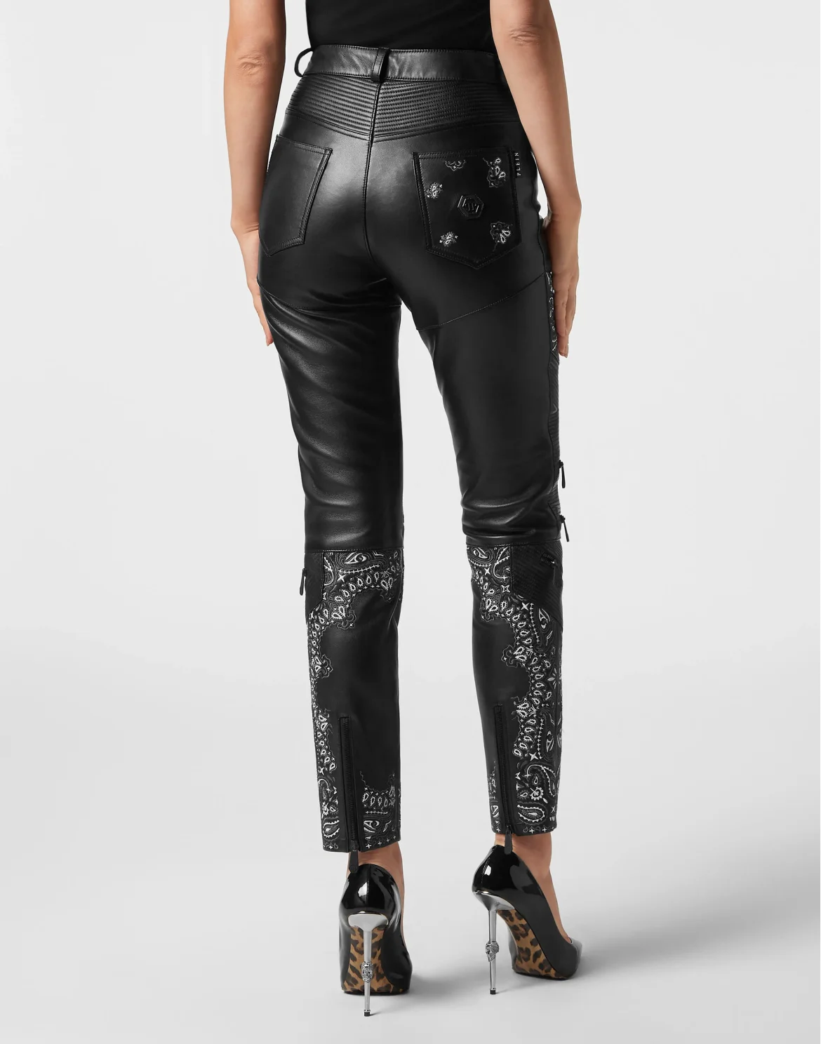 Leather Long Trousers Paisley Bandana, цвет: Черный