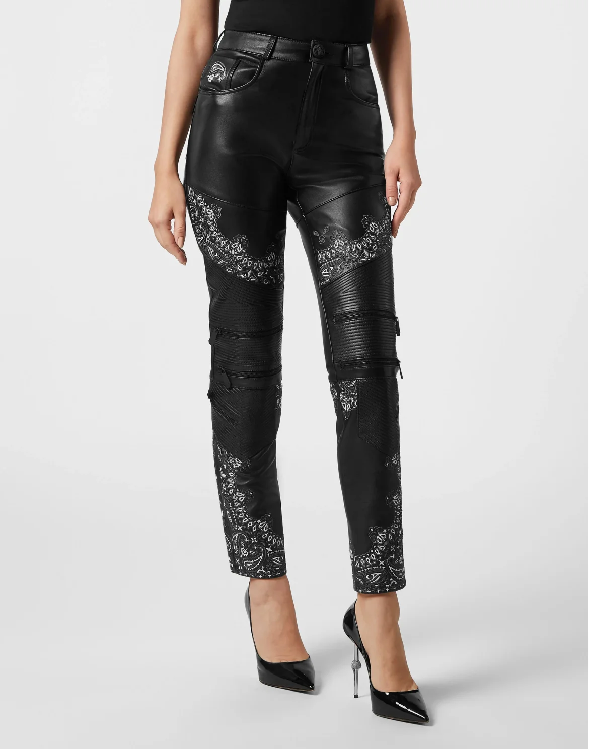 Leather Long Trousers Paisley Bandana, цвет: Черный