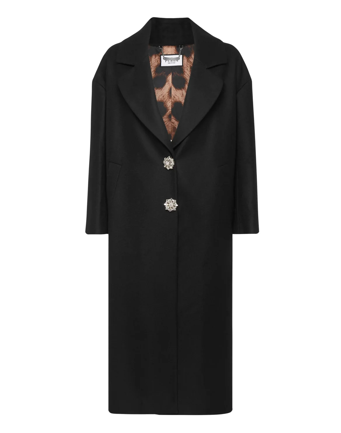 Oversized Wool  Long Coat Castoni Skull, цвет: Черный