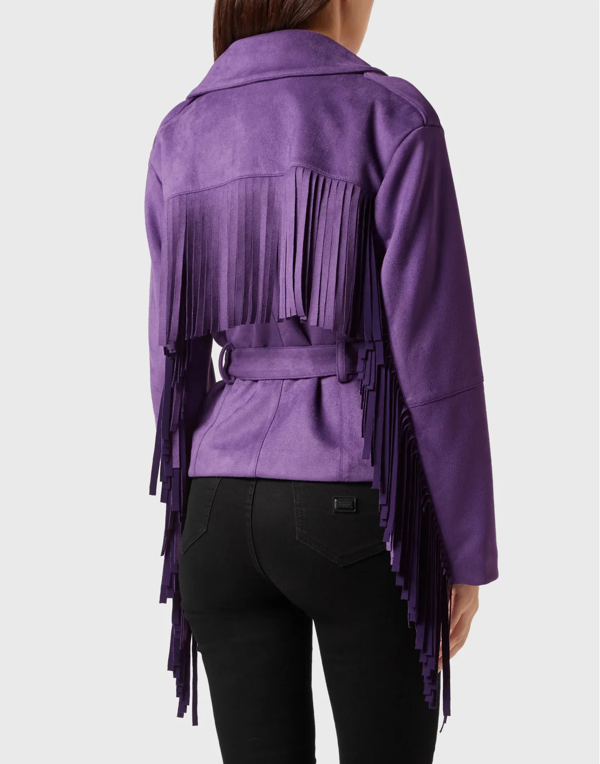 Eco Suede Oversize Biker Jacket Stars, цвет: Фиолетовый
