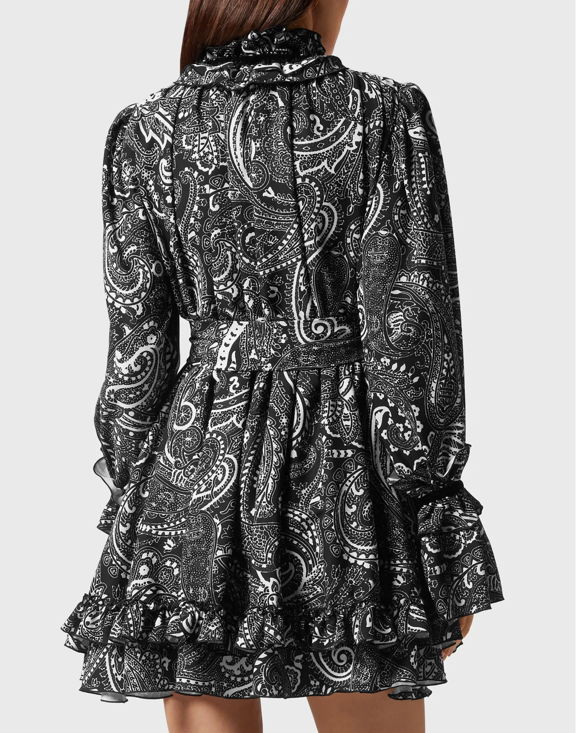 Crepe Short Dress Paisley, цвет: Черный