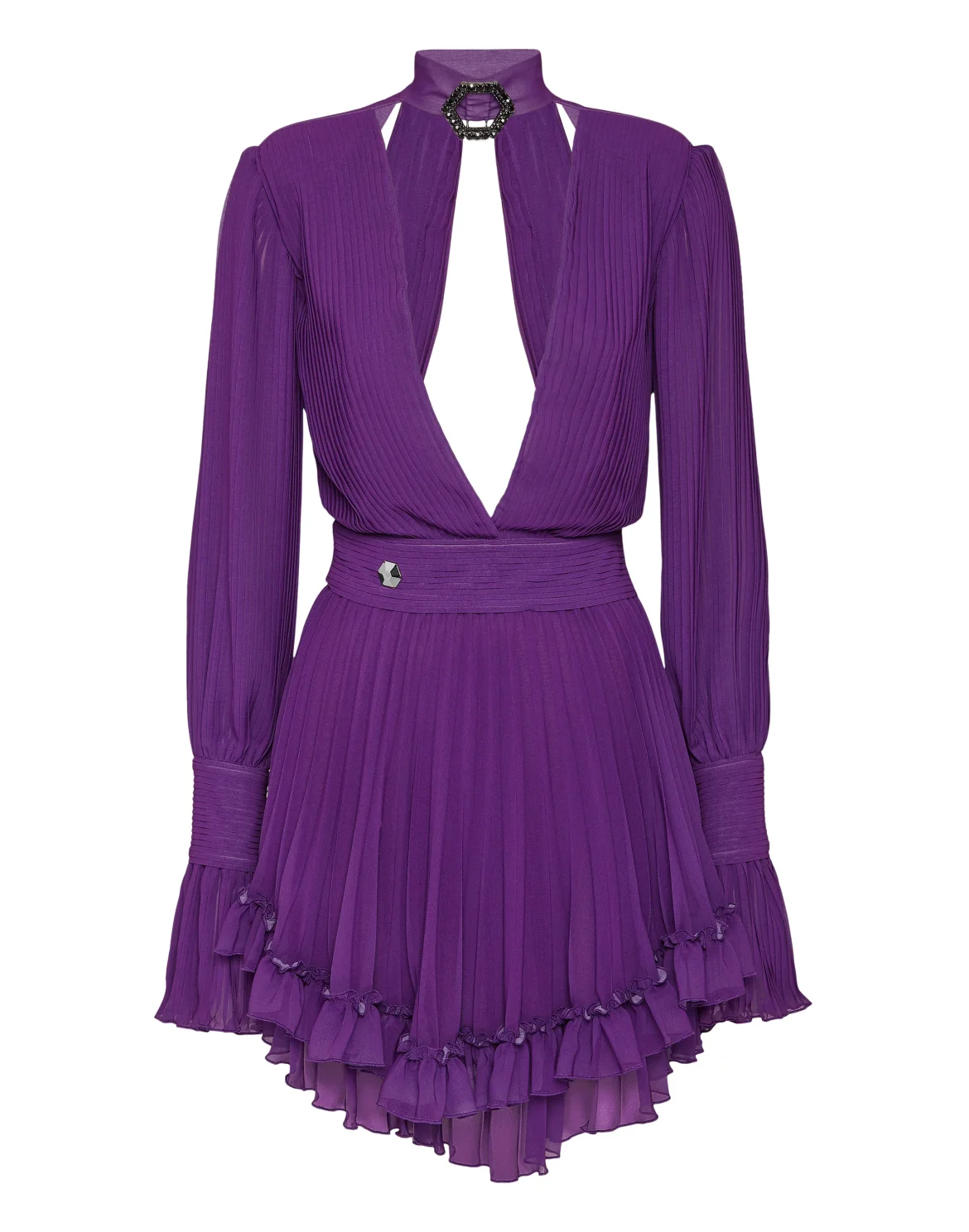 Chiffon Plisse Short Dress, цвет: Фиолетовый