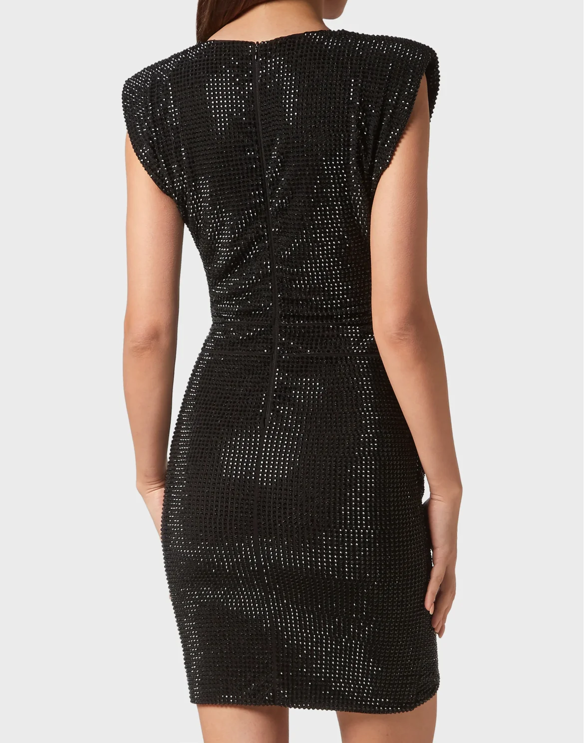 Shoulder Padded Mini Dress Crystal, цвет: Черный