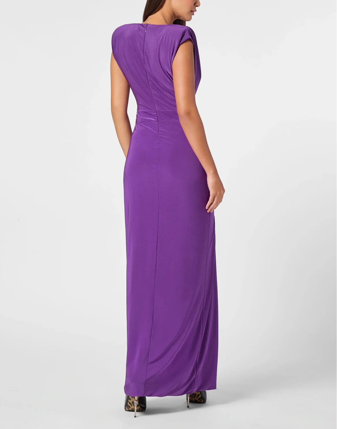 Shoulder Padded Long Dress, цвет: Фиолетовый
