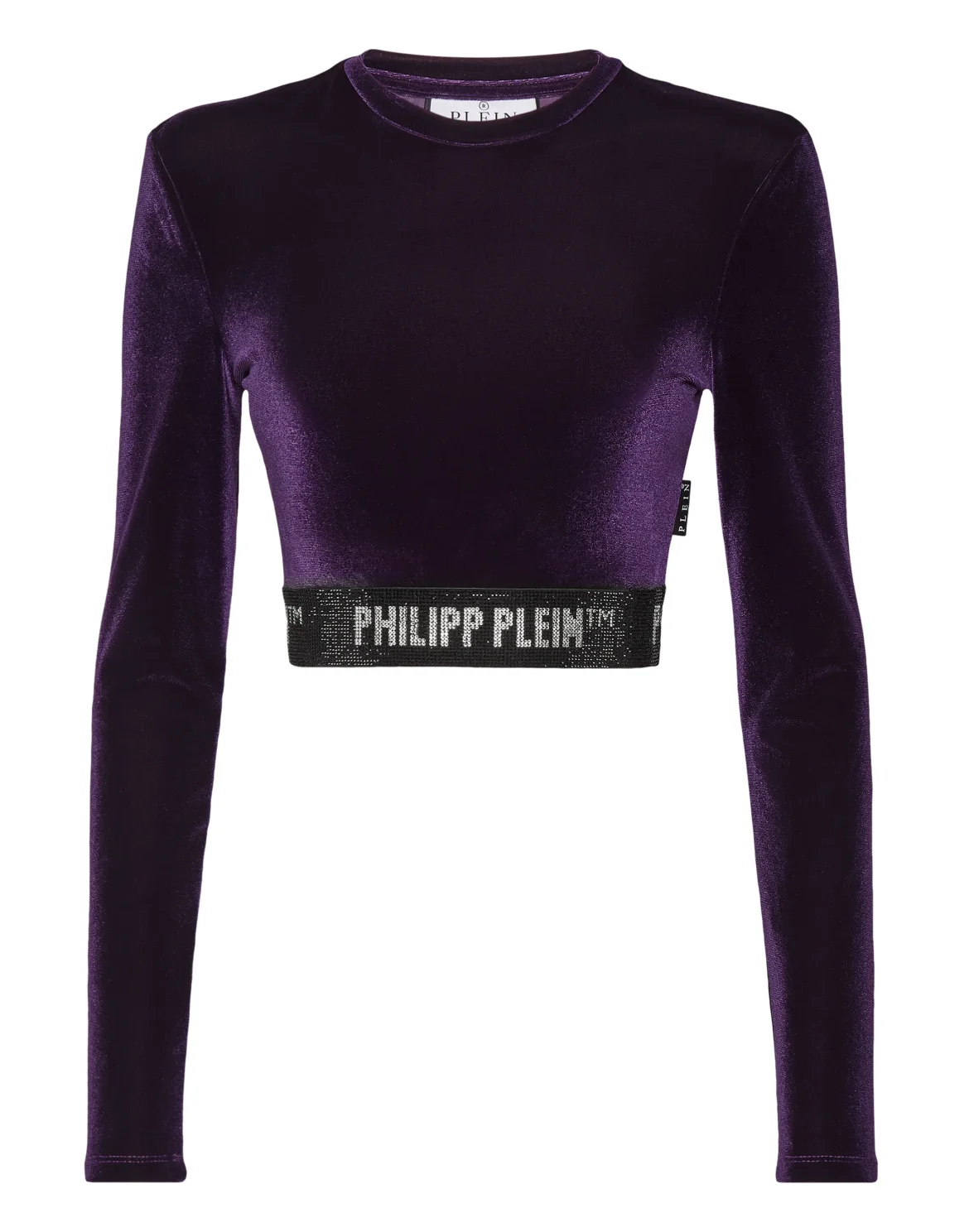 Long-sleeve Padded Shoulder Cropped Top Crystal, цвет: Фиолетовый