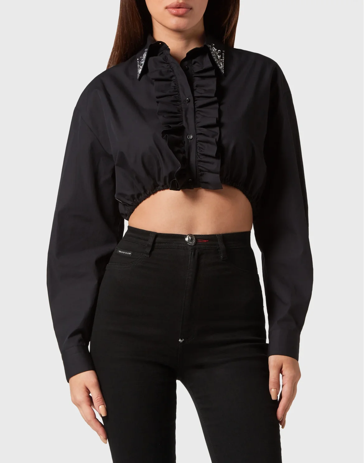 Popeline  Cropped Shirt LS, цвет: Черный