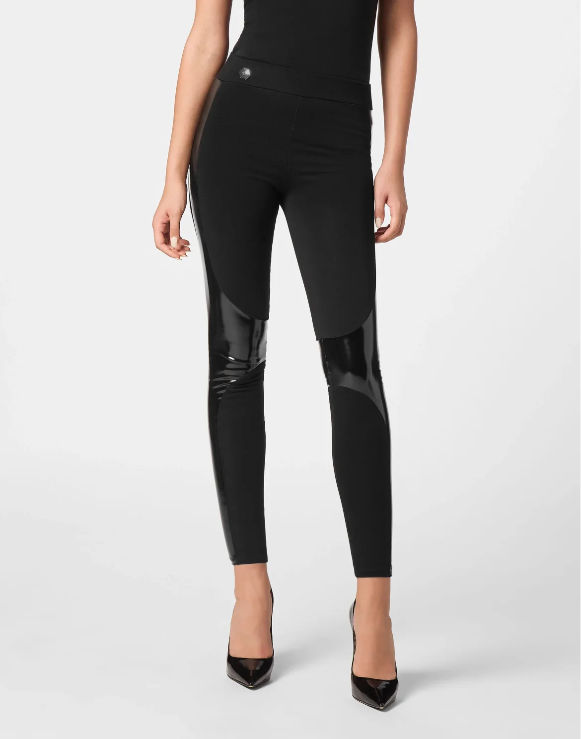 Leggings with Latex Inserts, цвет: Черный