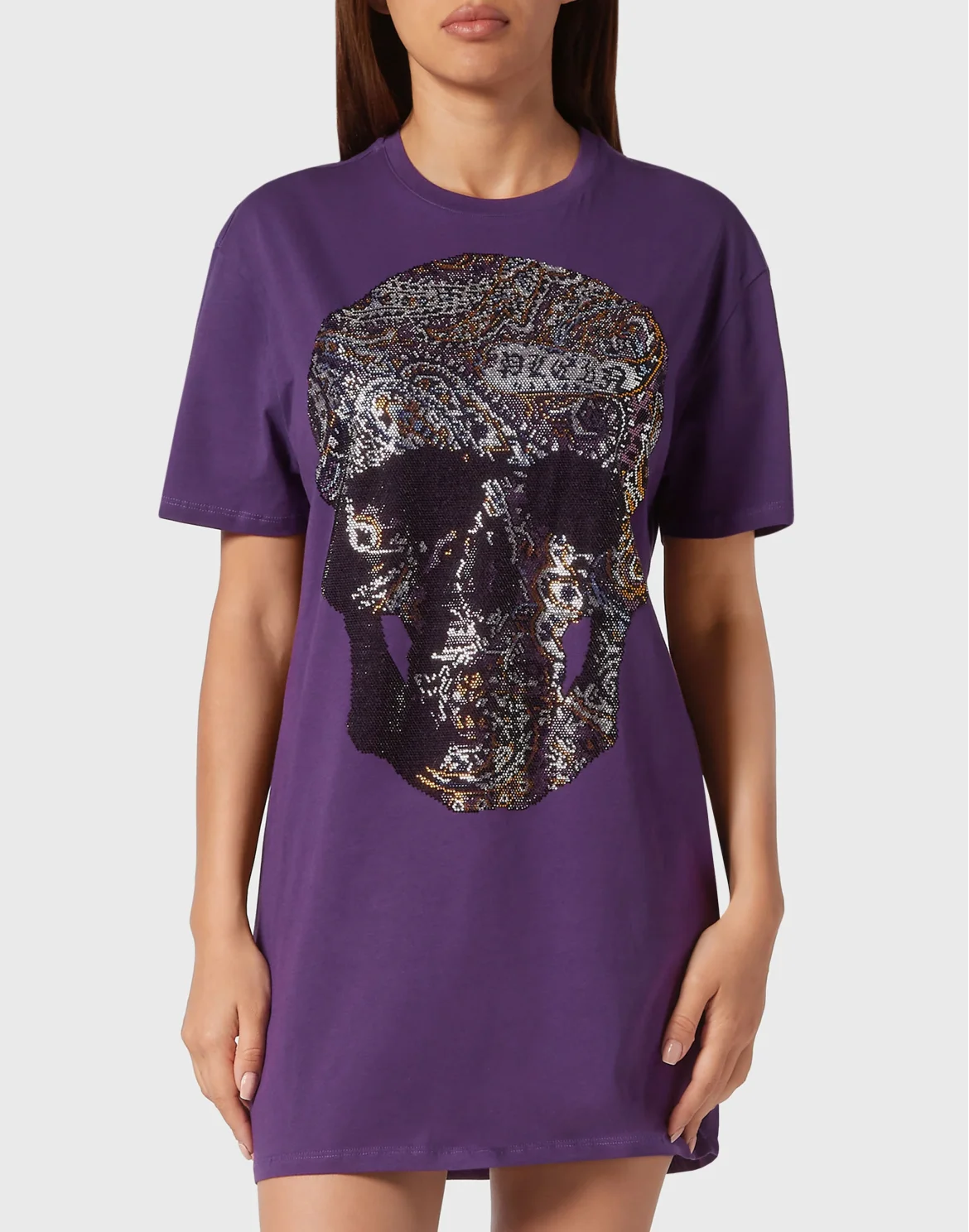 T-shirt Short Dress Paisley Skull, цвет: Фиолетовый